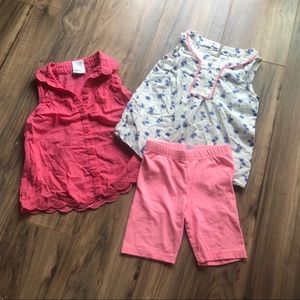 Girls pink and tropical set w/ 2 shirts & 1 shorts